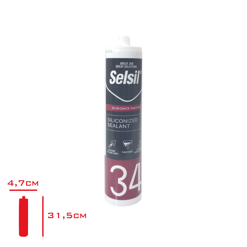 SELSIL MASTIK BEYAZ SILIKONIZE 450 GR 34