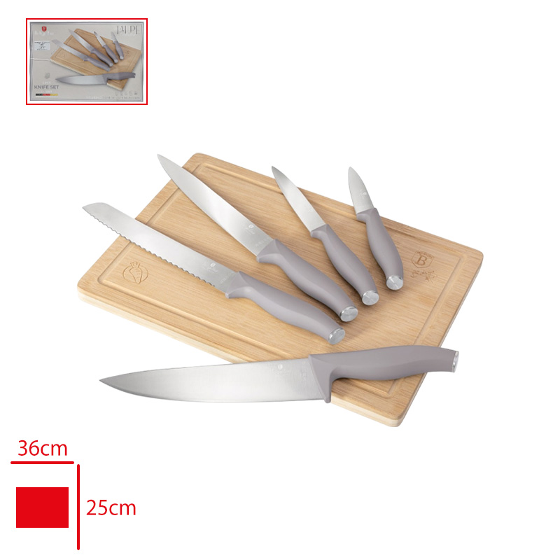 BERLINGER HAUS BICAK SETI 6 PARCA + BAMBU KESME TAHTASI TAUPE BH-2967
