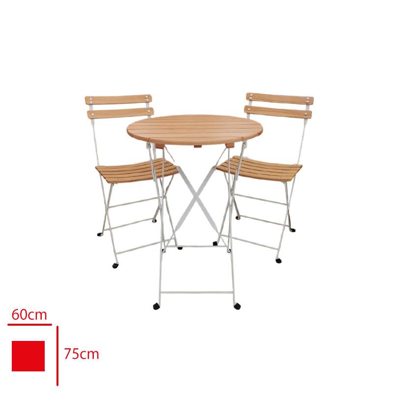 LAMA AHSAP BISTRO MASA TAKIMI 1 MASA YUVARLAK 60 CM + 2 SANDALYE