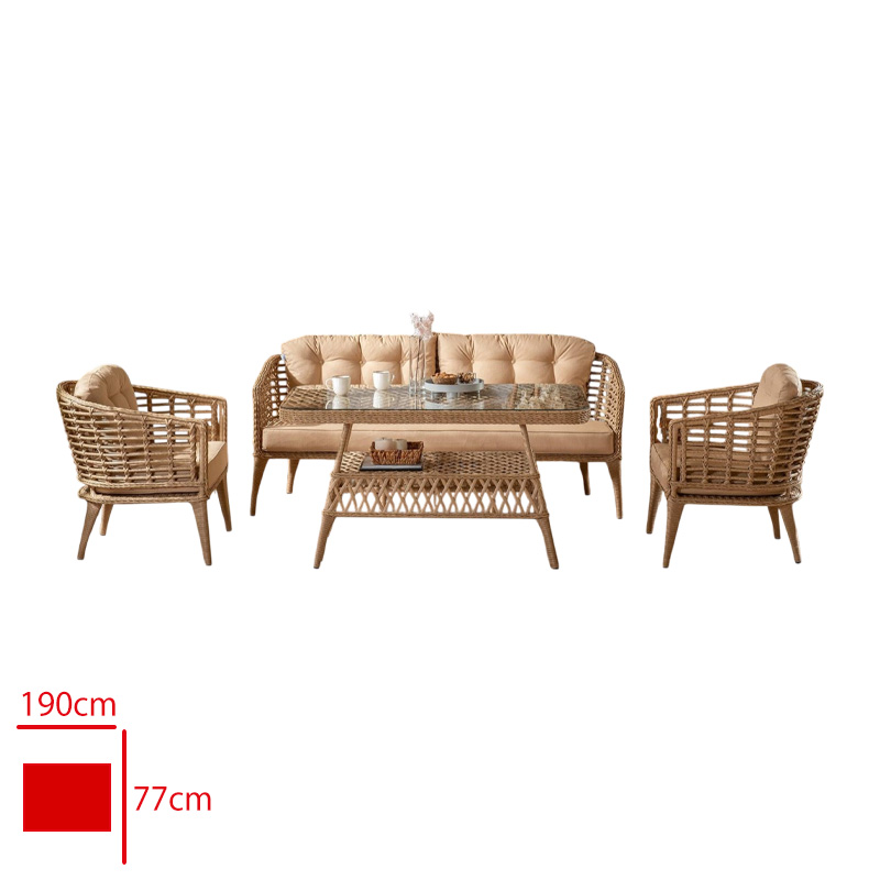 FORMET EYFEL TAKIM 2+1+1+SEHPA RATTAN CAPPUCINO/MINDER CAPPUCINO