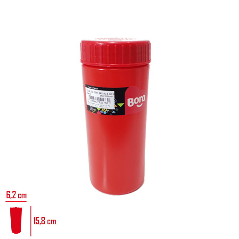BORA TUZLUK SISE GENIS KAPAKLI 450 ML KIRMIZI BO-2173