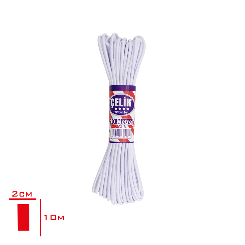 LASTIK DON YUVARLAK 2 CM 10 MT BEYAZ