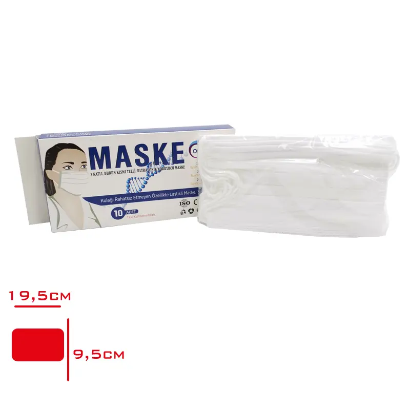MASKE 3 KATLI BURUN KISMI TELLI 10 LU