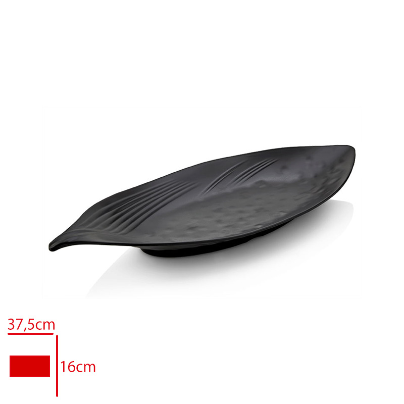 ATLAS KAYIK TABAK YAPRAK SIYAH 37,5X16 CM S798