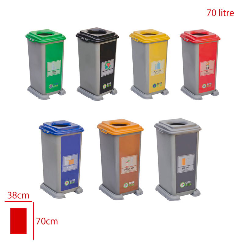 TEMA ATIK KUTUSU 70 LITRE SARI/KRMZ/MAVI/KAHVE/SYH/GRI