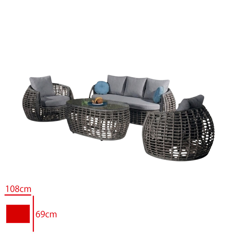 FORMET TORINO TAKIM 3+1+1+SEHPA RATTAN ANTRASIT/MINDER GRI