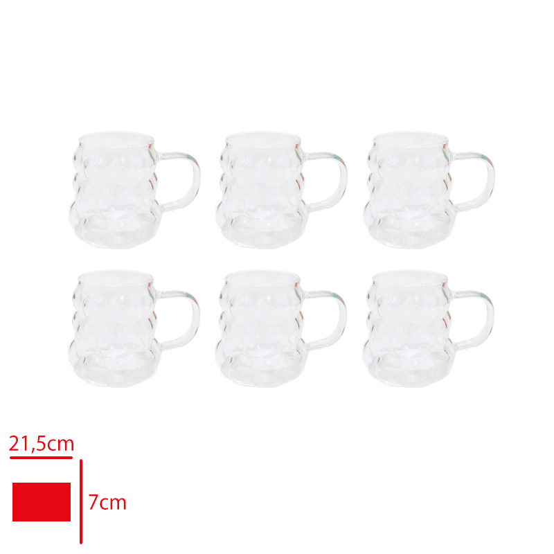 CAM BARDAK BOROSILIKAT KULPLU UZUM 6'LI LV-51038
