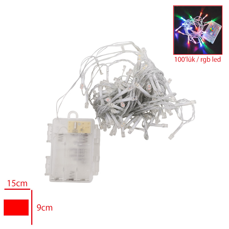 YILBASI ISIGI 100 LU RGB LED PILLI