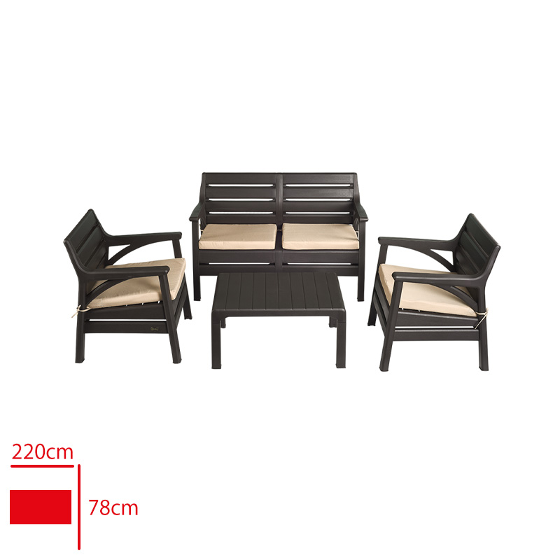 HOLIDAY KOLTUK TAKIMI MIAMI 1 IKILI + 2 TEKLI + 1 SEHPA KAHVERENGI HK-800