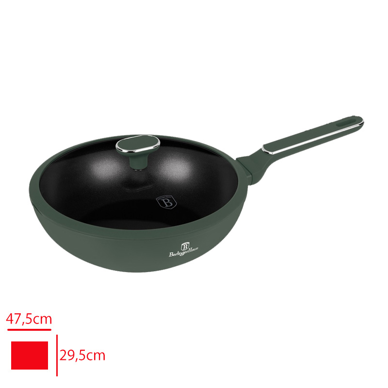 BERLINGER HAUS WOK TAVA KAPAKLI 28 CM ZUMRUT YESILI 8159 3,2 MM