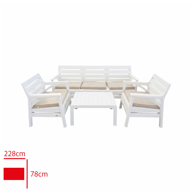 HOLIDAY KOLTUK TAKIMI HAWAI 1 UCLU + 2 TEKLI + 1 SEHPA BEYAZ HK-810