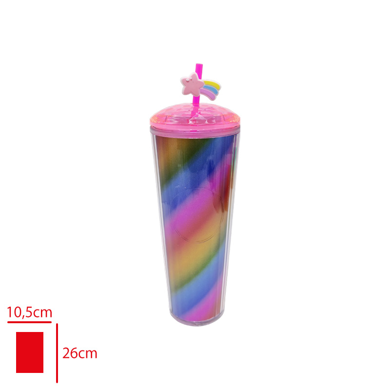 PIPETLI BARDAK CIZGILI RENKLI 450 ML LV-11043