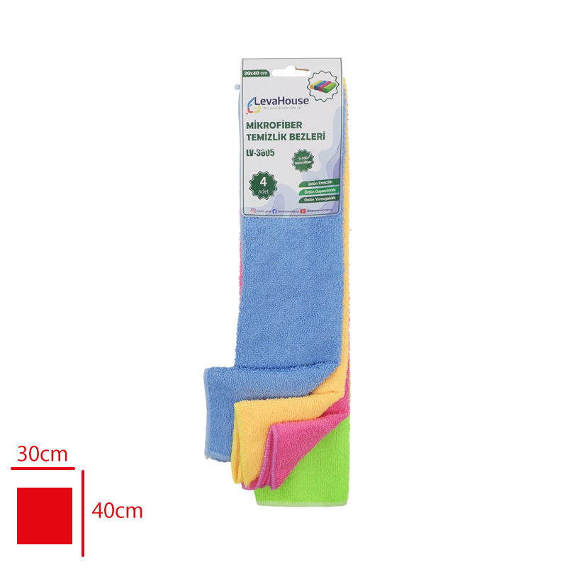 MIKROFIBER BEZ 4 LU OVERLOKLU KARTELALI 30*40 LV-3605