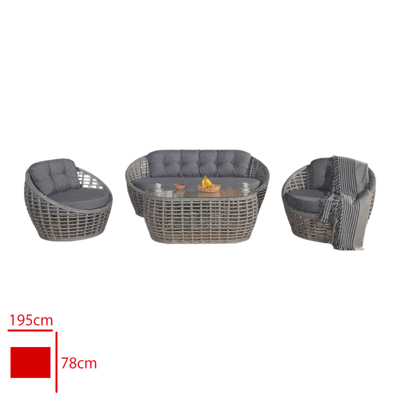 FORMET HERKUL TAKIM 3+1+1+SEHPA RATTAN FUME/MINDER GRI