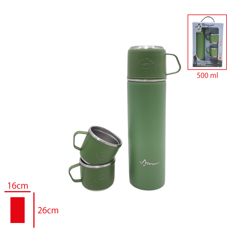 PENGUEN CELIK KAMP TERMOS GINA 500 ML + 2 BARDAK PNG-1050G