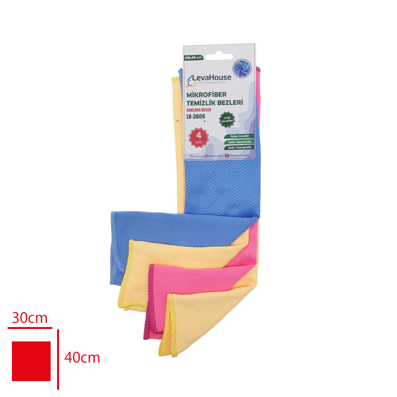 MIKROFIBER BEZ 4 LU BAKLAVA DESEN KARTELALI 30*40 LV-3606