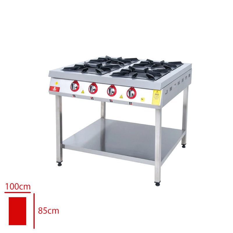 AKGAZ OCAK TABAN RAFLI KROM 4 LU GAZLI 100X100X85 AKG-112