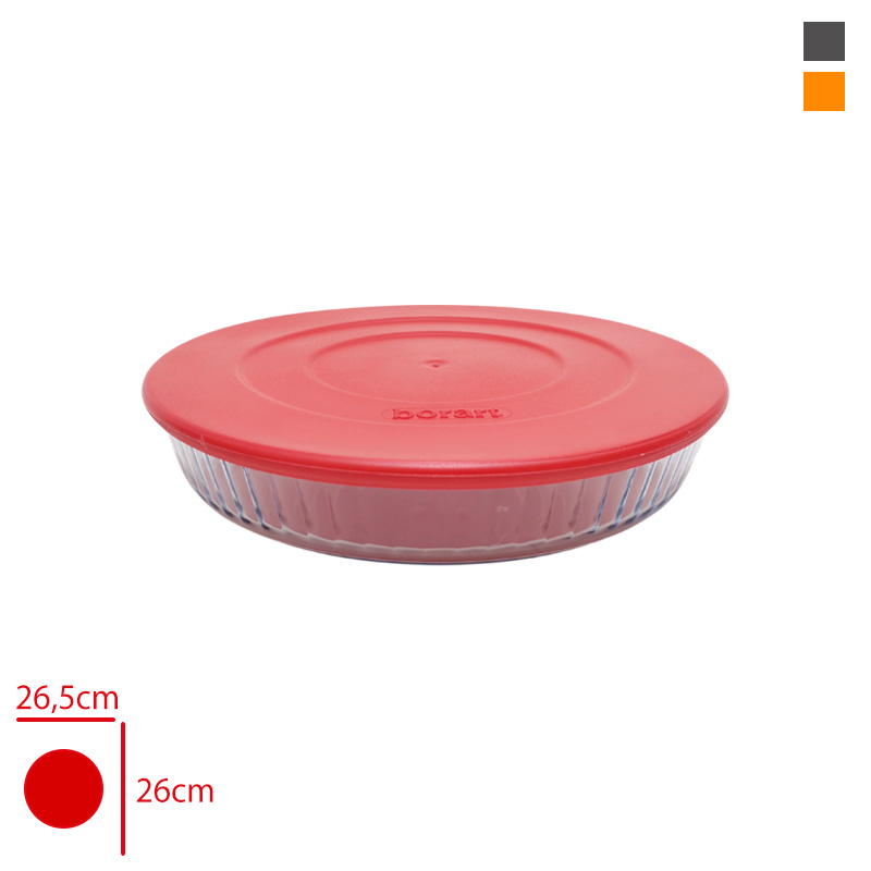 BORART CAM FIRIN TEPSI YUVARLAK OPTIK DESENLI KUCUK PLASTIK KAPAK 45044 PF