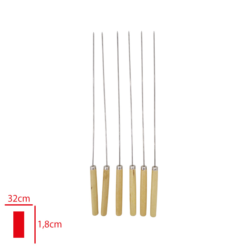 AHSAP SAPLI SIS BARBEKU YUVARLAK 6 LI 32*1,8 CM