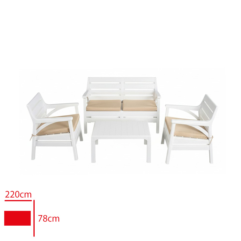 HOLIDAY KOLTUK TAKIMI MIAMI 1 IKILI + 2 TEKLI + 1 SEHPA BEYAZ HK-800