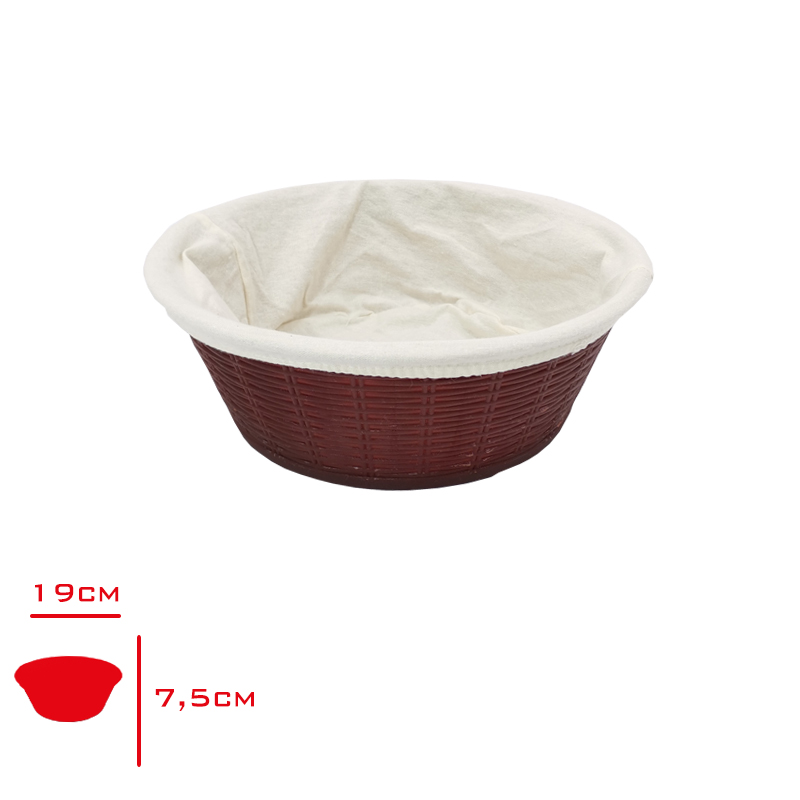 BORA EKMEK SEPETI HASIR DESENLI YUVARLAK BEZLI 19,5 CM BO-660