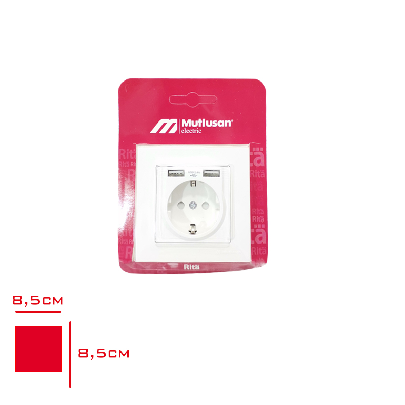 MUTLUSAN RITA TOPRAKLI PRIZ USB LI 2 LI BEYAZ MU2220-61