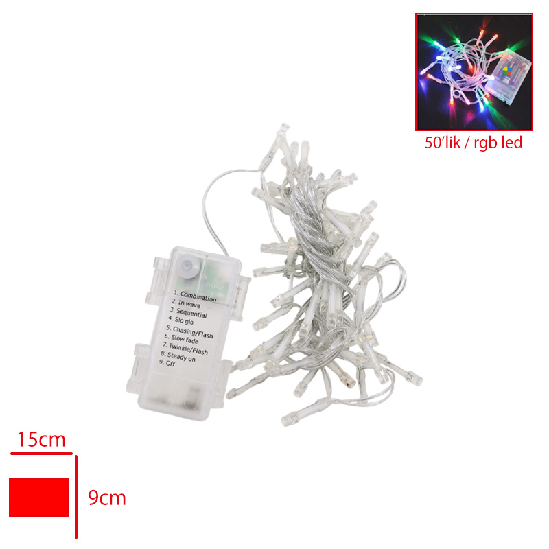 YILBASI ISIGI 50 LI RGB LED PILLI