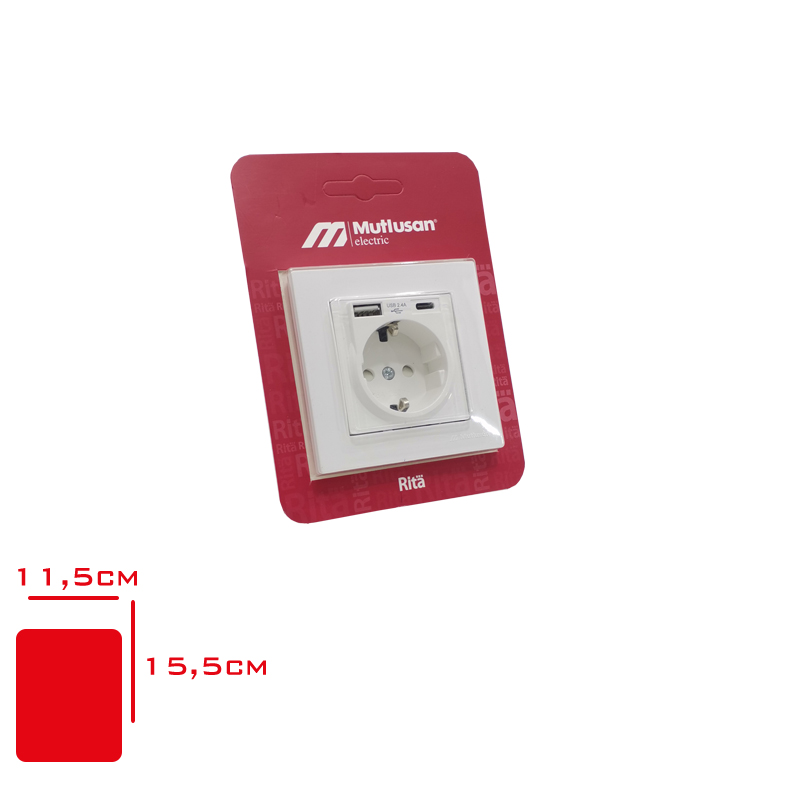 MUTLUSAN TOPRAKLI PRIZ USB+TYPC 2 LI BEYAZ