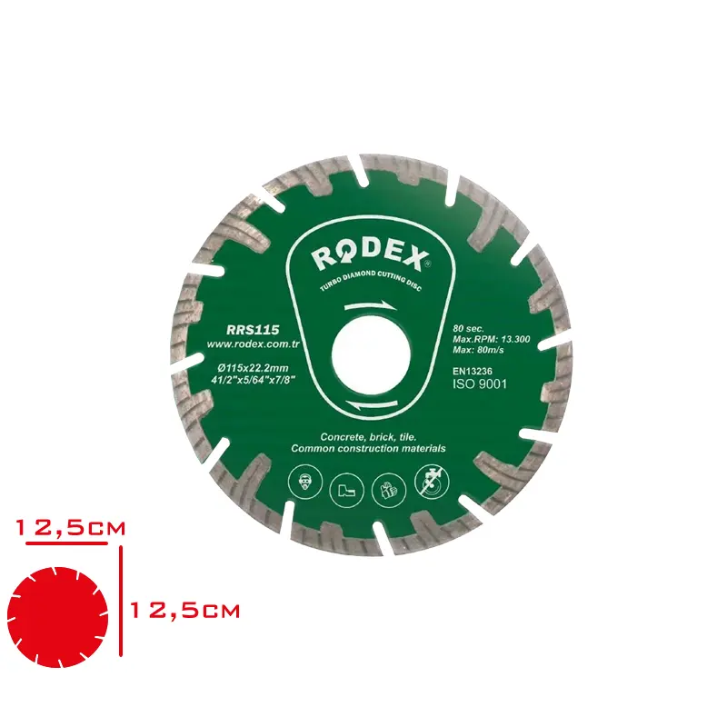 RODEX ELMAS KESME DISKI UTURBO UZUN SEGMENTLI TIP RRS115