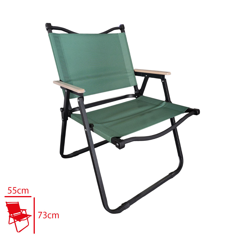 GARDEN PLAJ SANDALYESI KATLANIR AHSAP KOLLU SIYAH ISKELET SU YESILI KUMAS 55*7,5*73 CM