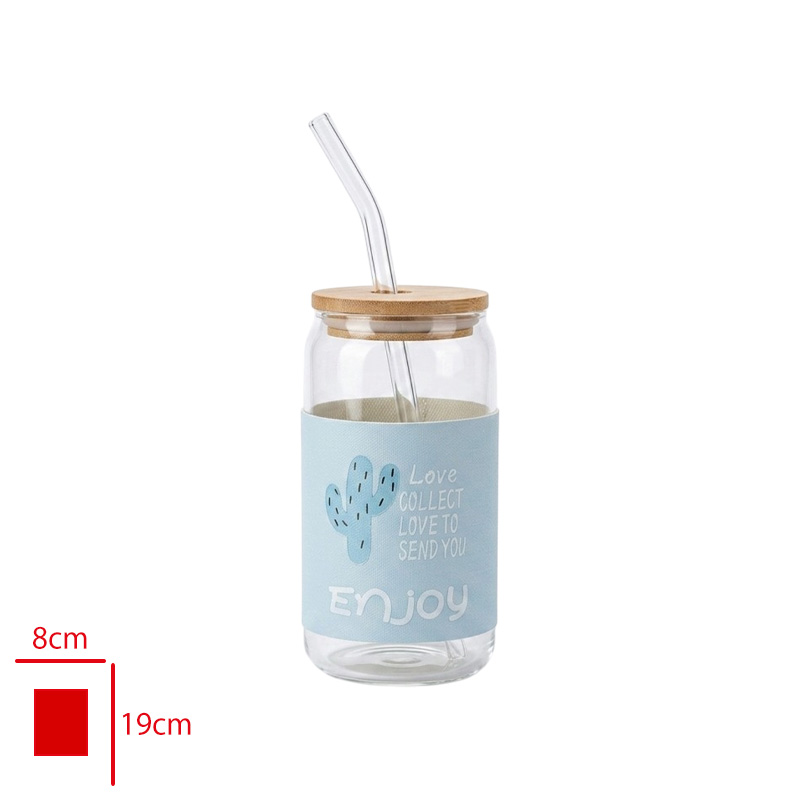 CAM PIPETLI BARDAK BAMBU KAPAK KAKTUS TEMALI KYR-5666