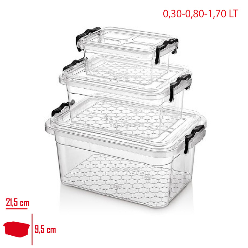 MERDEM KILER SAKLAMA KABI SET (0,30 LT+0,80 LT+1,70 LT) MRD-001