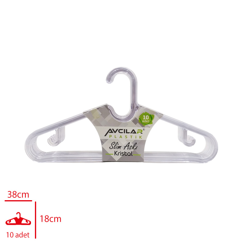 SLIM ELBISE ASKISI KRISTAL 10 LU AV-124