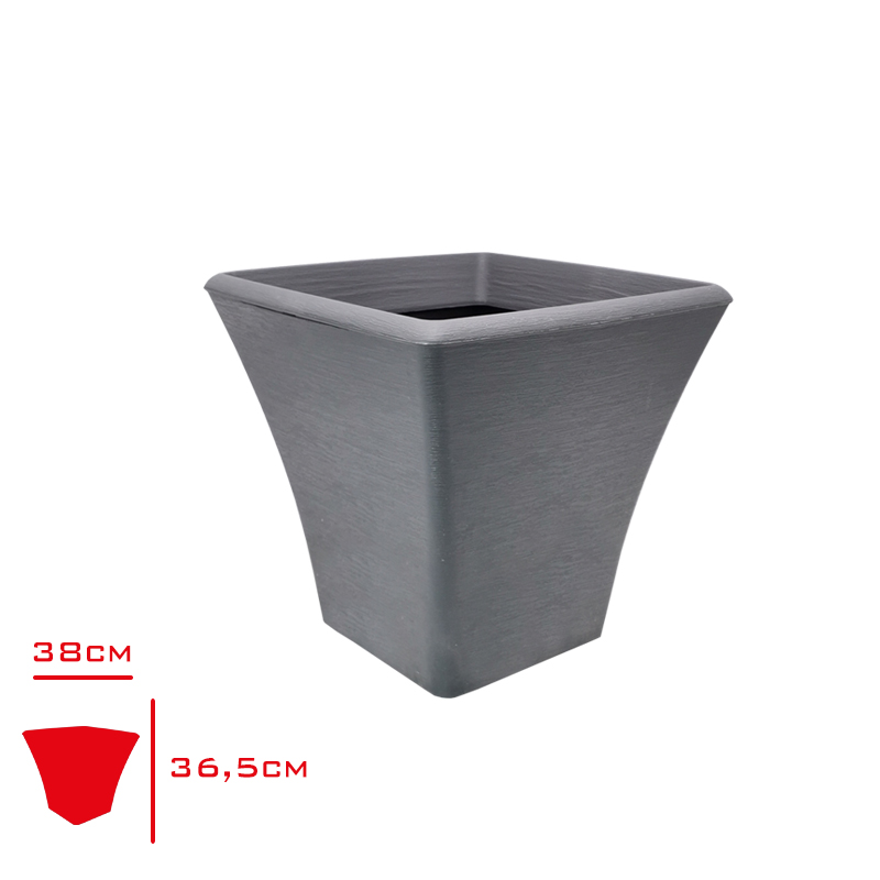 POLIWORK SAKSI BEGONVIL 38 CM KARE ANTRASIT SQ BS-38AN