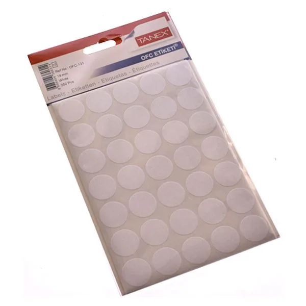 Etiket Tanex Ofc-131 Beyaz Nokta 19Mm