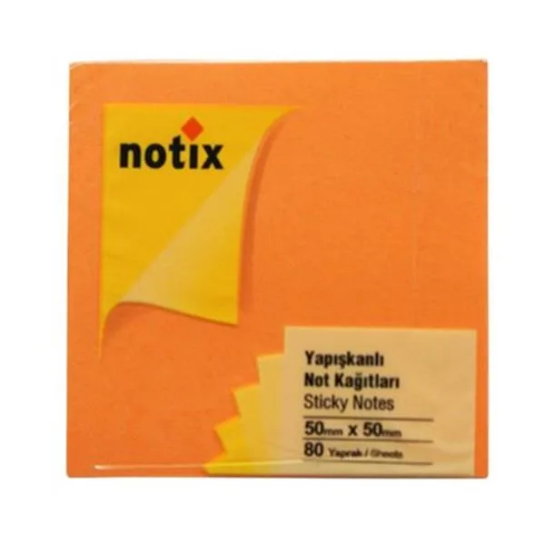 Yapışkan Not Kağıdı 50X50 Notix N-Nt-5050 Neon Turuncu 80 Yaprak
