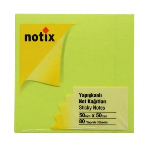 Yapışkan Not Kağıdı 50X50 Notix N-Ny-5050 Neon Yeşil 80 Yaprak