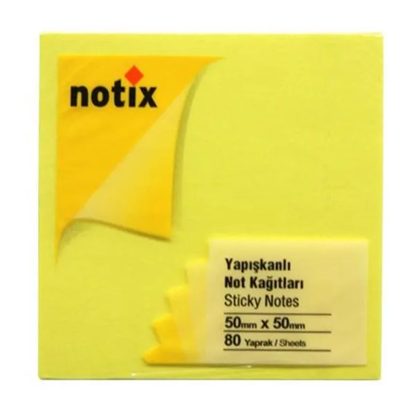 Yapışkan Not Kağıdı 50X50 Notix N-Ns-5050 Neon Sarı 80 Yaprak