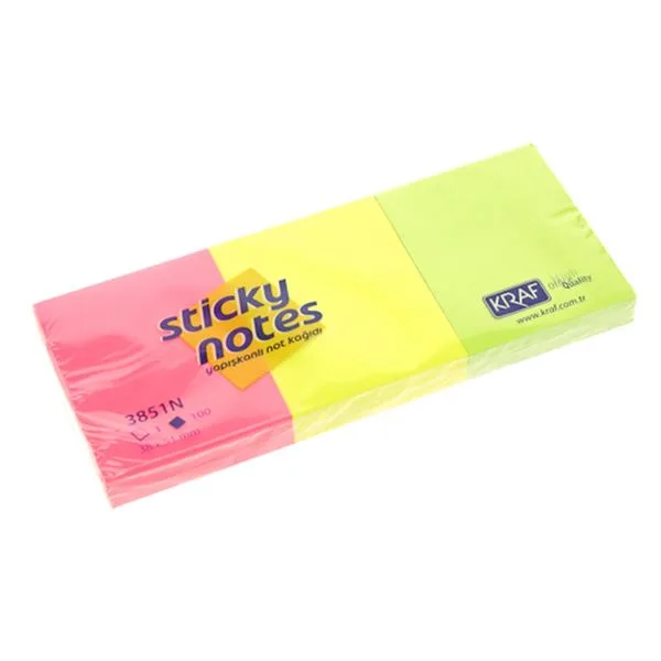Yapışkan Not Kağıdı 38X51 Kraf 3851N Neon 3 Lü