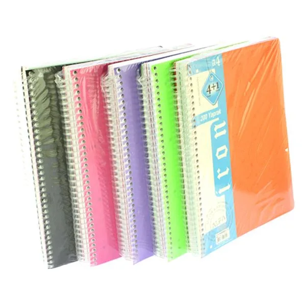 Spiralli Defter A4 Alfa Iron 993028 Seperatörlü Pp Kapak 4+1 Konu 200 Yp
