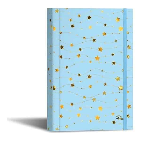 Ciltli Defter 14X20 Prestij Yaldızlı Sert Kapak Çizgili Lastikli 112 Yp