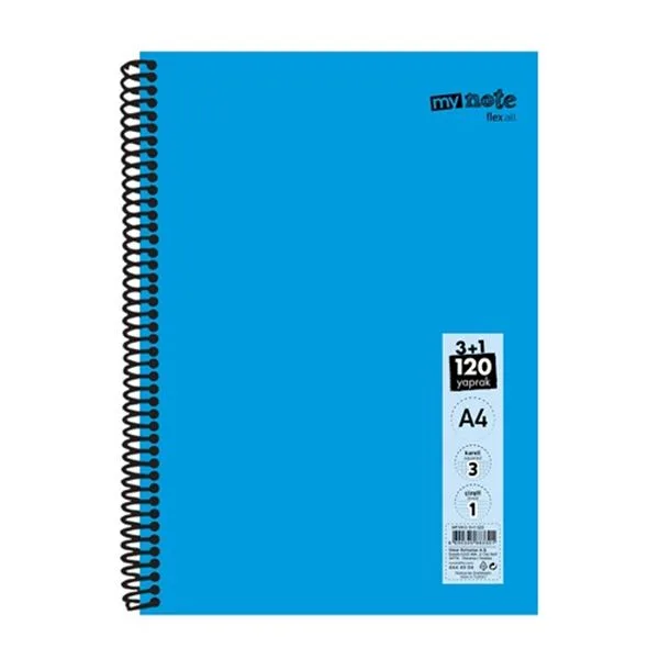 Spiralli Defter A4 Umur Mynote Mfxko-3+1-120 Pp Kapak 3+1 Konulu 120 Yp
