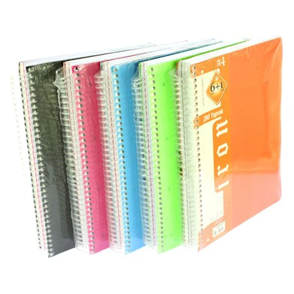 Spiralli Defter A4 Alfa Iron 993127 Seperatörlü Pp Kapak 6+1 Konu 280 Yp