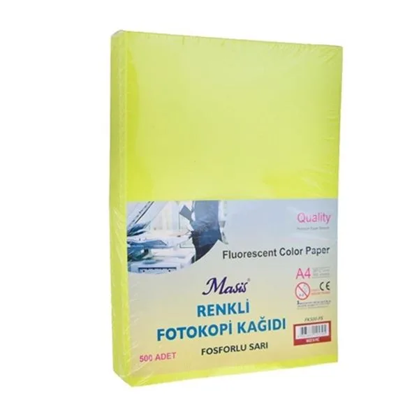 Renkli Fotokopi Kağıdı A4 Masis Fk500-Fs 80 Gr Fosforlu Sarı 500 Lü