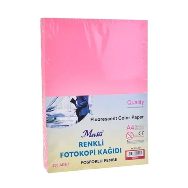 Renkli Fotokopi Kağıdı A4 Masis Fk500-Fp 80 Gr Fosforlu Pembe 500 Lü
