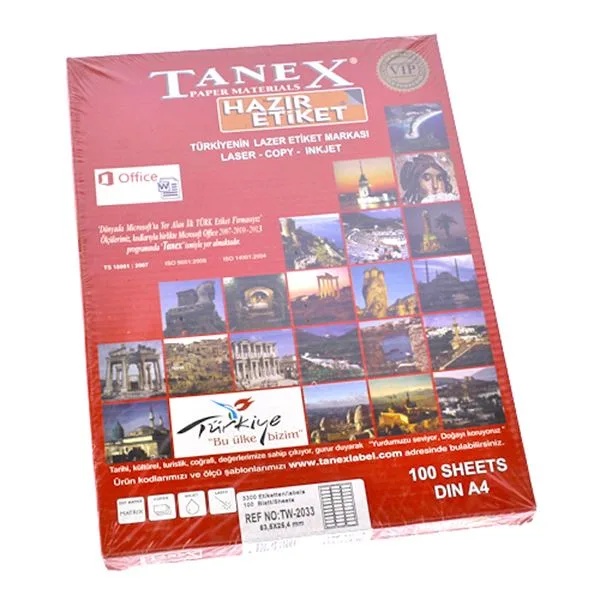 Lazer Etiket 63X25 Tanex Tw-2033 3300Lü Tw-2033