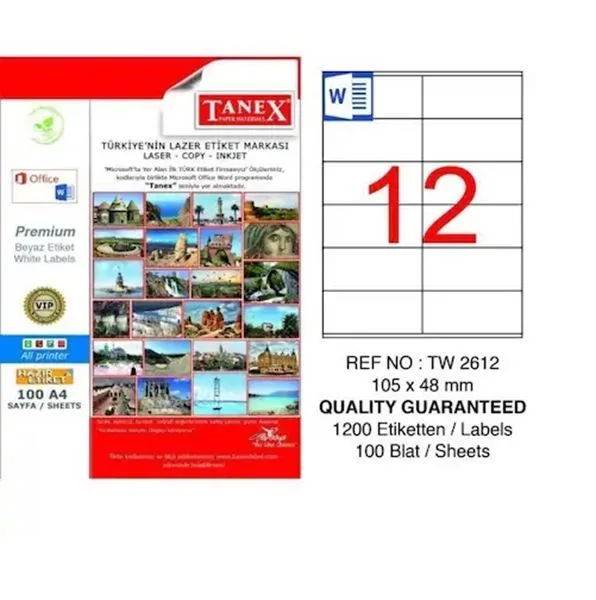 Lazer Etiket 105X48 Tanex Tw-2612 Beyaz