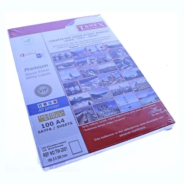 Lazer Etiket 199,6X289,1 Tanex Tw-2001 Beyaz Lı
