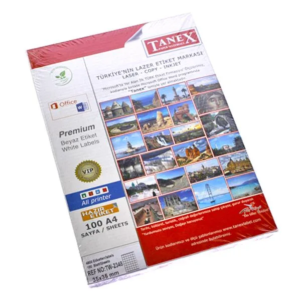 Lazer Etiket 35X35 Tanex Tw-2348 Beyaz 4800 Lü