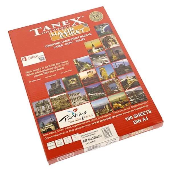 Lazer Etiket 64X34 Tanex Tw-2024 Beyaz 2400 Lü
